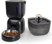 Smart Cat Feeding System - Dual Power Cat Feeder & Water Dispenser With Locking Lid, Desiccant Bag, Precise Portion Control For 4 Daily Meals, 10s Voice Recording Option