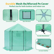 Walk In Greenhouse Hexagonal Upgrade Reinforced Frame Heavy Duty Plastic Greenhouse Reinforced Thickened Waterproof Insulation 9.2x8.1 Ft